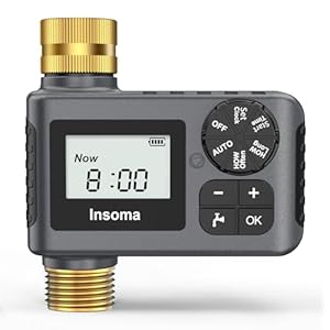 Sprinkler Timer with Brass Inlet and Outlet, Programmable Water Timer for Outdoor Garden Hose, Hose Timers with Rain Delay/Manual/Auto Mode, Drip Irrigation and Lawn Watering System, 1 Outlet