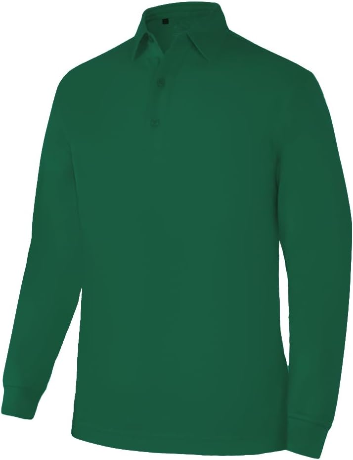 Monterey Club Men's Solid Tailored Collar Long Sleeve Polo Shirt #3671