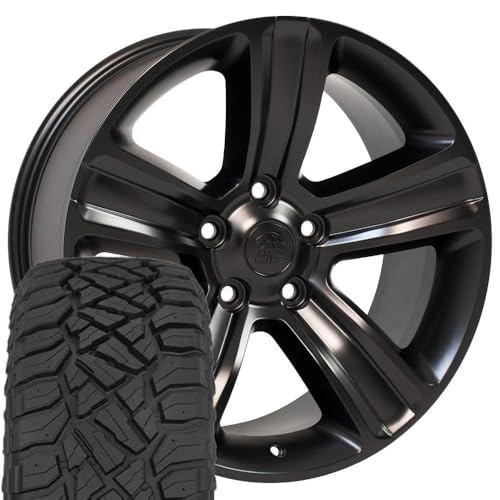 OE Wheels DG65 20 Inch Rims and Tires Fit Ram 1500 Style 5x139.7 20x9 Satin...