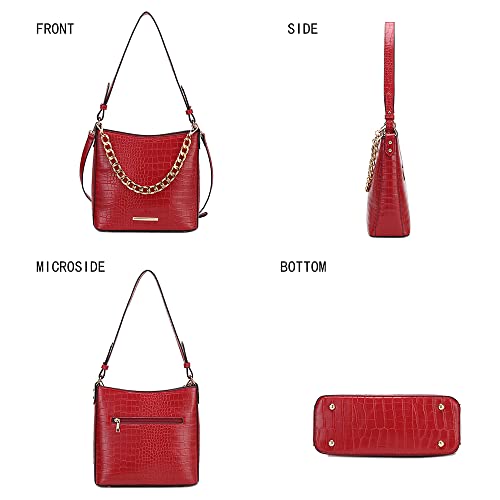 Image of MKF Collection Shoulder Bag for Women, Faux Crocodile-Embossed Vegan Leather, Hobo Handbag Messenger Purse