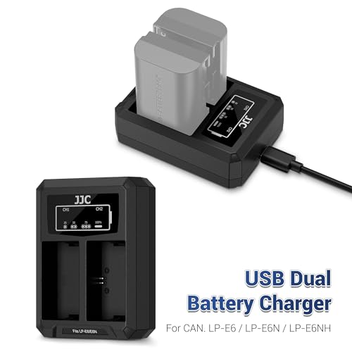 Image of JJC LP-E6 Battery Charger USB Dual Slot for Canon EOS R6 Mark III II R5 II | for EOS R6 V R5 Mark II R7 R 90D 80D 70D 60D 6DII 7DII 5D IV 5D III 5DII 5DS 5DS R Cameras, Overheat & Overcharge Protection