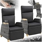 tectake Rattan Relaxsessel 2er-Set mit Liegefunktion
