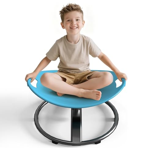 pozoera Spinning Chair for Autistic Kids - Sensory Spinning Chair for Autistic Children with Safety Handle & Non-Slip Design, Swivel Chairs for 3-8 Years Kids Autism(Blue)