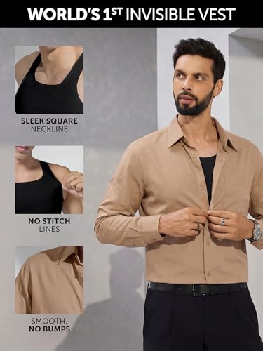 Image of XYXX Men's Cotton Square Neck Seamless Vest | Invisible Vest for Man, Seamless Inner for Men