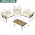 YITAHOME 4 Pieces Patio Furniture Set, Outdoor Rattan Woven Conversation Sectional L-Shaped Sofa with 5 Seater for Backyard, Porch, Boho Detachable Lounger with Cushions and Side Table - Beige