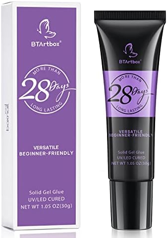 btartboxnails Solid Nail Gel - 30g Nail Gel for Nail Tips, Upgrade 3 in 1 Nail Gel for Fake Nails Cure Needed, Super Strong Adhesion Nail Gel, Easy to Use and 28 Days+ Long Lasting
