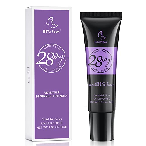 Btartboxnails Solid Nail Gel - 30G Nail Gel For Nail Tips, Upgrade 3 In 1 Nail Gel For Fake Nails Cure Needed, Super Strong Adhesion Nail Gel, Easy To Use And 28 Days+ Long Lasting #TOP2