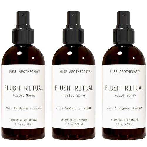 Muse Apothecary Flush Ritual - Aromatic &amp; Refreshing Toilet Spray, Use Before You Go, 2 oz, Infused with Natural Essential Oils - Aloe + Eucalyptus + Lavender, Pack of 3