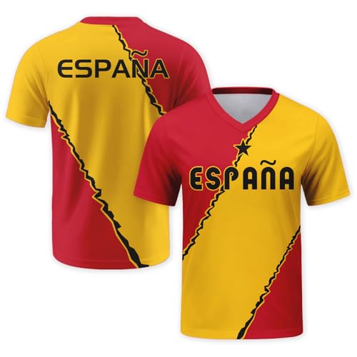 Zaanga 2026 Spain Soccer Jersey for Men Retro Jersey Short Sleeve Soccer T-Shirt Fashion Streetwear for Game Day Large