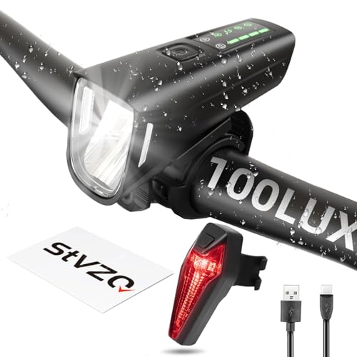 Arkham 100 LUX Vorne+Fahrrad Rücklicht LED Fahrradlicht Set,StVZO Zugelassen Fahrradlampe,200M sichtbarer Bereich USB-C Aufladbar LED IPX5 Wasserdicht Fahrradbeleuchtung Fahrradlichter (Lampensets 2)