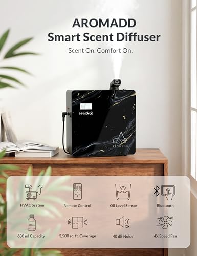 Image of 2026 Upgraded 3500 Sq.Ft HVAC Scent Diffuser for Home | Smart Whole House Waterless Diffuser with App & Remote Control, Hotel Collection Diffuser, Cold Air Tech, 600mL, Marble Black