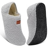 XIHALOOK Womens Fluffy Soft Warm Slip On House Slippers Light Secure Footwear Light Grey, 5.5-6.5 Women/4-5 Men