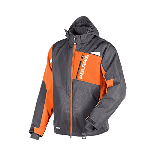 Polaris Men's TECH54 Switchback Jacket, Waterproof, Breathable, Insulated, Warm Winter Coat for Snowmobiling and Off Road Riding, Polyester, Orange/Gray - 2833006