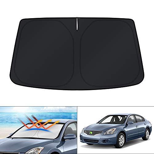 Image of KUST Windshield Sun Shade for 2007 2008 2009 2010 2011 2012 Nissan Altima Accessories Custom Fit Sunshade Foldable Sun Visor Protector Blocks UV Rays Keep Your Car Cooler
