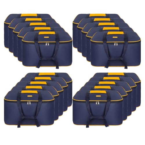 Image of M Medler STG 85 Liters Large Underbed Storage Bag Moisture Proof Cloth Organiser with Zippered Closure and Handle (Blue - yellow), (58x48x30cm) Rectangular- PACK OF 20