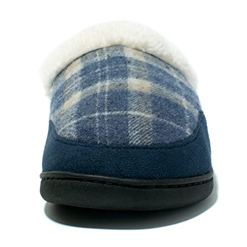 Image of NewDenBer Men's Warm Memory Foam Suede Plush Fleece Lined Slip on Indoor Outdoor Clog House Slippers