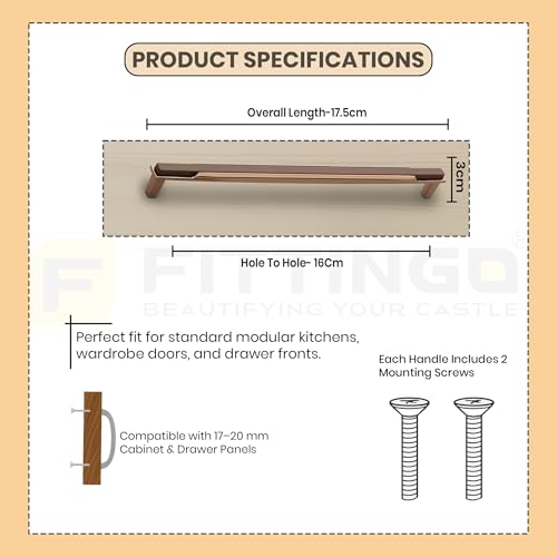 Image of 6 Inch Premium Cabinet Handles Zinc Alloy Material, 1341 G Bronze with G Brown Finish, Durable Drawer Pulls for Kitchen Cabinets, Cupboards, Wardrobes & Furniture Hardware - Pack of 4