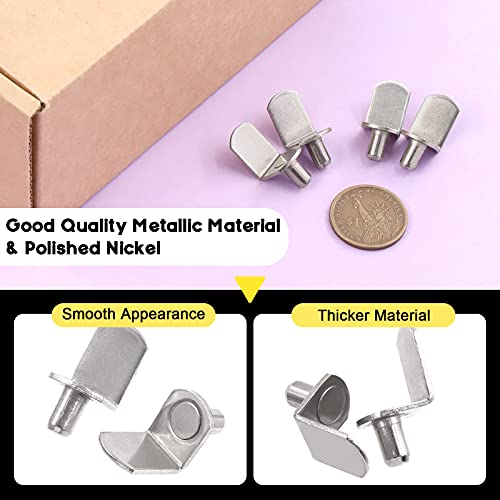 Swpeet 60 Pcs 1/4" L-Shelf Support Pins, 6mm Silver Plated Steel Holder Pegs - Image 3