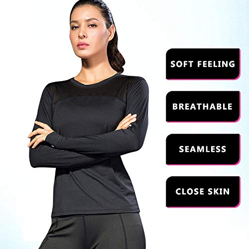 KKmoon Novas blusas femininas de ioga para ginástica sexy roupas esportivas de gola redonda mangas c