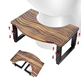 Toilet Stool Foldable,7,8,9 in Adjustable Height,Acacia Wood Poop Stool for Potty Training,Squat Potty for Adults,Squatting Position Helps Improves Bowel Health&Relieves Constipation (Patent Pending)