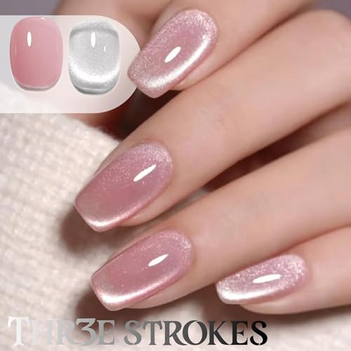 Image of THR3E STROKES 9D Glitter Cat Eye Gel Magnetic Nail Polish Art Manicure DIY at Home Soak Off UV Gel 7.5ML (CE1, 7.5ML)