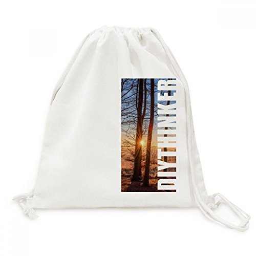 Sac à dos à cordon en toile pour soulager vos déplacements avec motif nature forêt sombre