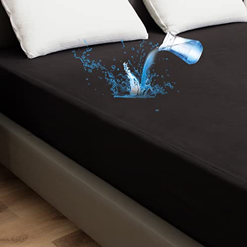 Arcona Twin Mattress Protector Waterproof Mattress Cover With 18" Deep Pocket,Fitted Sheet Style Black Breathable Mattress Protector,Noiseless&Soft Mattress Pad Cover #TOP7