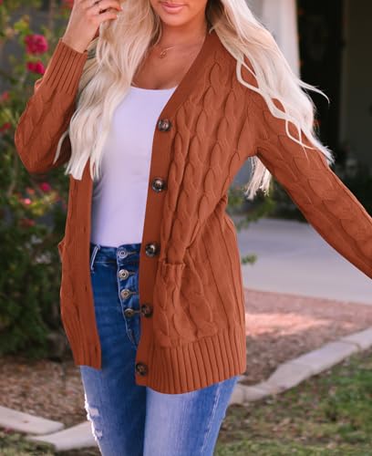 ZESICA Women's Cardigan Sweaters 2025 Fall Button Down Open Front Cable Knit Casual Trendy Winter Clothing Outerwear2