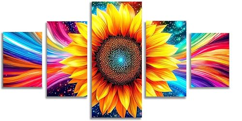 Broderie diamant kit complet 5D arc-en-ciel tournesol pour art craft adulte salon F695
