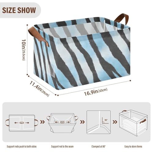Panier de rangement zèbre bleu dégradé imperméable grand format cube - 7