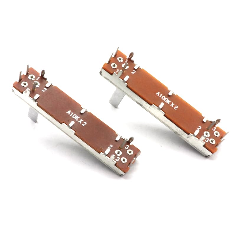 10 Pezzi Potenziometro Fader A Slitta Dritta - 45 Mm, Doppio Canale, 100K Ohm - Per Mixer E Audio Professionale