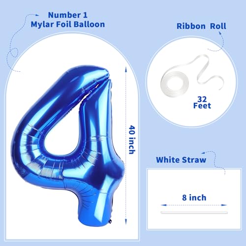 Image of Number Balloons Navy Blue Balloons - Giant Number 10 Balloon, 10 20 30 40 50 Numbers Balloon Birthday Decorations, Blue Party Supplies for Boy Men