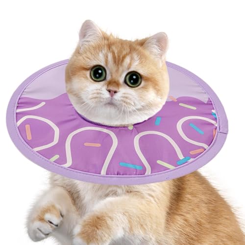 折りたたみ可能 猫用エリザベスカラー 防水ポリエステル製 軽量薄型設計 手術後保護 子猫小型犬対応 快適着用 首周り調節可能 携帯便利 汚れ防止 (M)