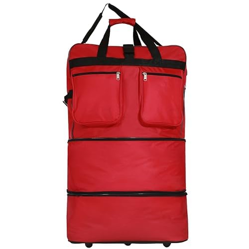 30" Duffle Bag Expandable Rolling Lightweight Wheeled Spinner Suitcase Luggage (2 Pack) for Travel and Storage (Red)4