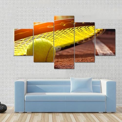 Tableau de tennis en 5 parties pour salon decoration murale sur toile 200x100 cm