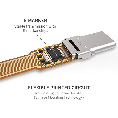 image for DockCase USB C to USB C Cable (0.72ft), 3.1 Gen 2 10Gbps 100W 4K Video