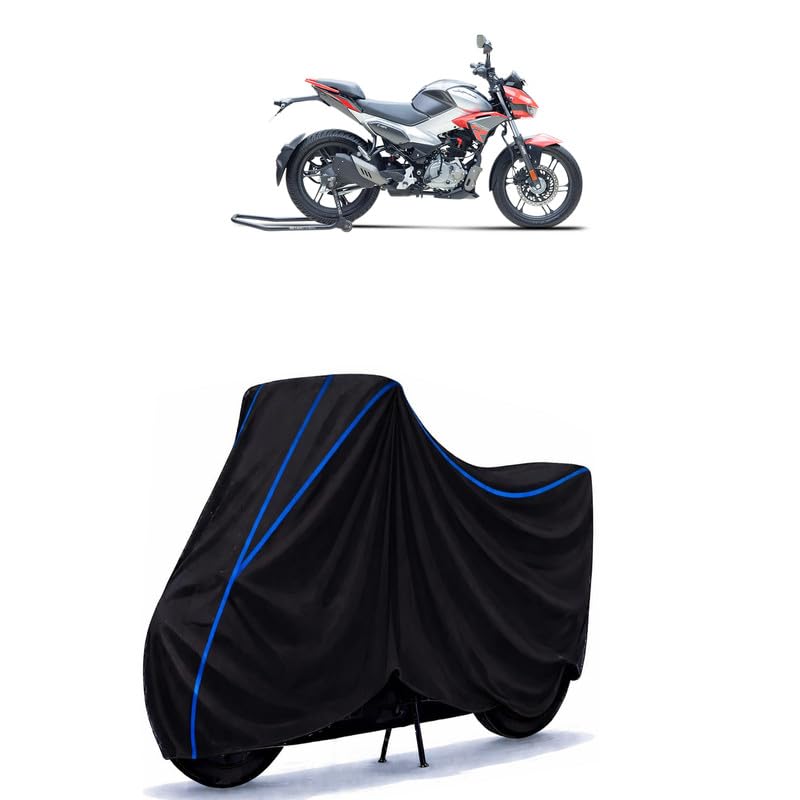 Image of Hero Xtreme 125R Bike Cover Water Resistant Universal Motorcycle Rain | Heavy Duty UV Protection, Dust, Scratch Indoor Outdoor All Weather with Black Blue Piping Elastic