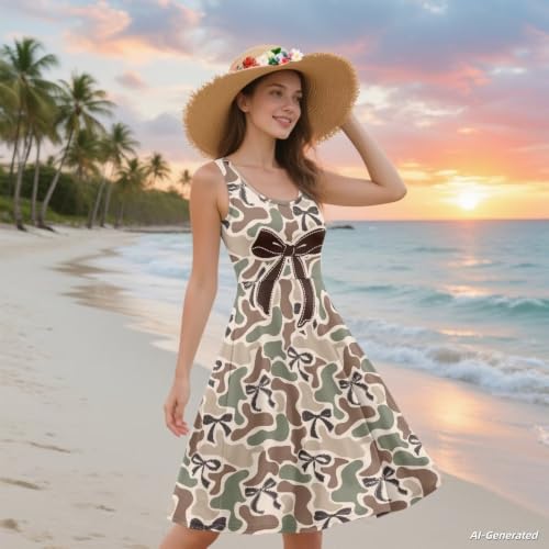 Image of Renewold Women's Sleeveless Tank Dress with Pockets, Casual Scoop Neck A-Line Sundress for Summer, Travel and Vacation