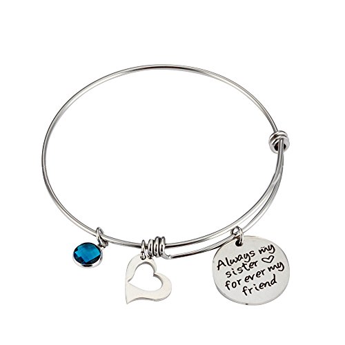 Image of Meiligo 2 Pcs Familys Best Friends Always My Sister Forever My Friend Necklace Key Chain Bracelet
