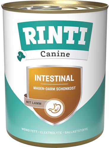 RINTI - Canine Intestinal | Leicht verdauliches Diät Nassfutter für ausgewachsene Hunde mit gastrointestinalen Problemen. Alleinfutter mit erhöhtem Elektrolytgehalt in der Dose | 6x800g Lamm