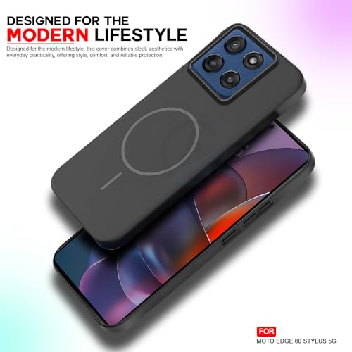 Image of AESTMO Shockproof Back Case Cover for Motorola Moto Edge 60 Stylus 5G | Slim Hard Shell | Hard Back Cover for Motorola Moto Edge 60 Stylus 5G (Compatible with MagSafe Accessories, Black)