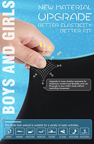 Hevto Kids Shorty Wetsuits Youth Boys Girls 2Mm Neoprene Surfing Swimming Sup Wet Suit Back Zip Keep Warm For Water Sports (K13-Blue, 6) #TOP2