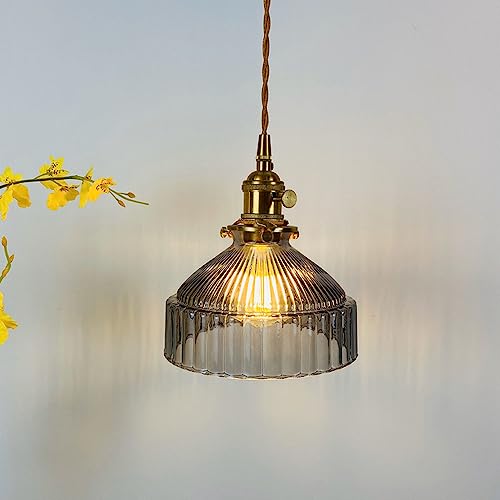 Chandelier en Verre et Laiton Suspension E27 Câble 150cm Luminaire de Bar