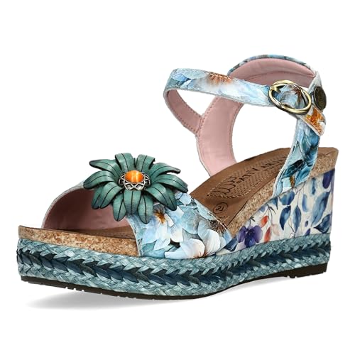 LAURA VITA Sandales Mode Femme Facyo 75, Pointure:37 EU, La Couleur:Bleu