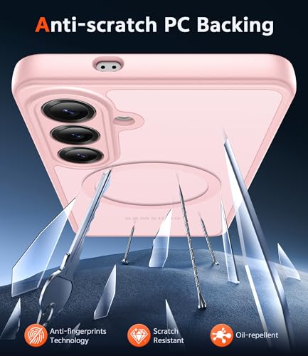 Image of FNTCASE for Samsung Galaxy S26-Plus Case: Matte Magnetic Phone Cases with Screen Protector Compatible with Magsafe Slim Anti Yellowing Protective Translucent Cover (C-Frosted Pink Magnetic)