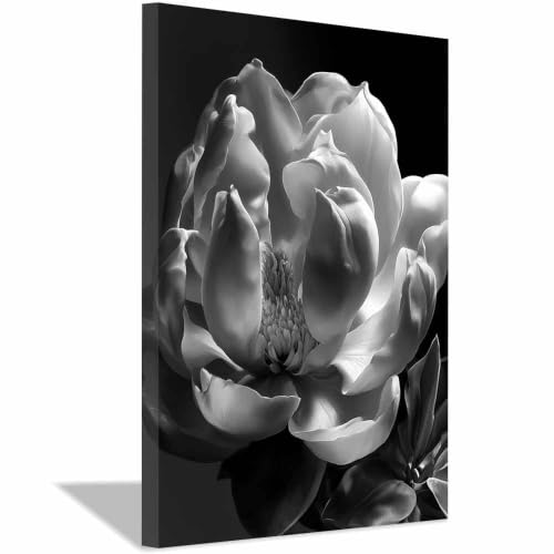 Décoration murale magnolia toile noire et blanche pour habiller un mur de bureau et salon