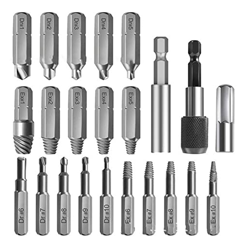 Juego de extractores de tornillos de 33 piezas para tornillos dañados Easy Out Stripped Screw Extractor Kit para Broken Bolt Universal HSS Extractor para tornillos rotos de cualquier tamaño Cover