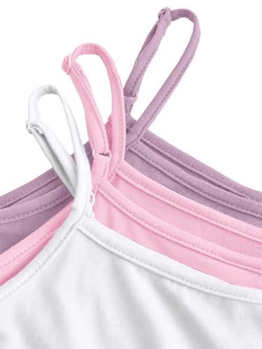 Image of SOLY HUX Girl's Tank Tops 3 Packs Cute Ruched Spaghetti Strap Camisole Slim Fit Undershirts