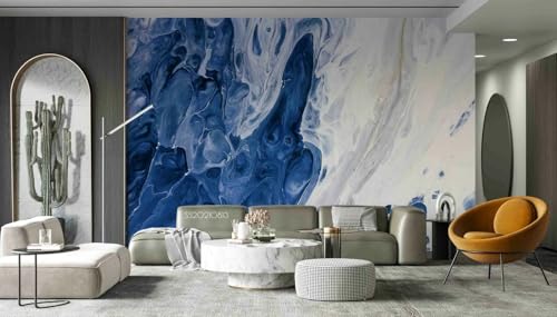 Fresque Home Decor Texture Bleu Blanc Papier Peint Éclatant 3D - 4