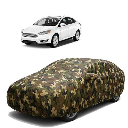 Image of Sulfar 100% Waterproof Car Body Cover Compatible with Mirror for Ford Focus with Long Lasting Durable Material (Triple Stitched, Full Bottom Elastic, Camouflage Army)
